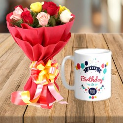 Mix roses with birthday mug